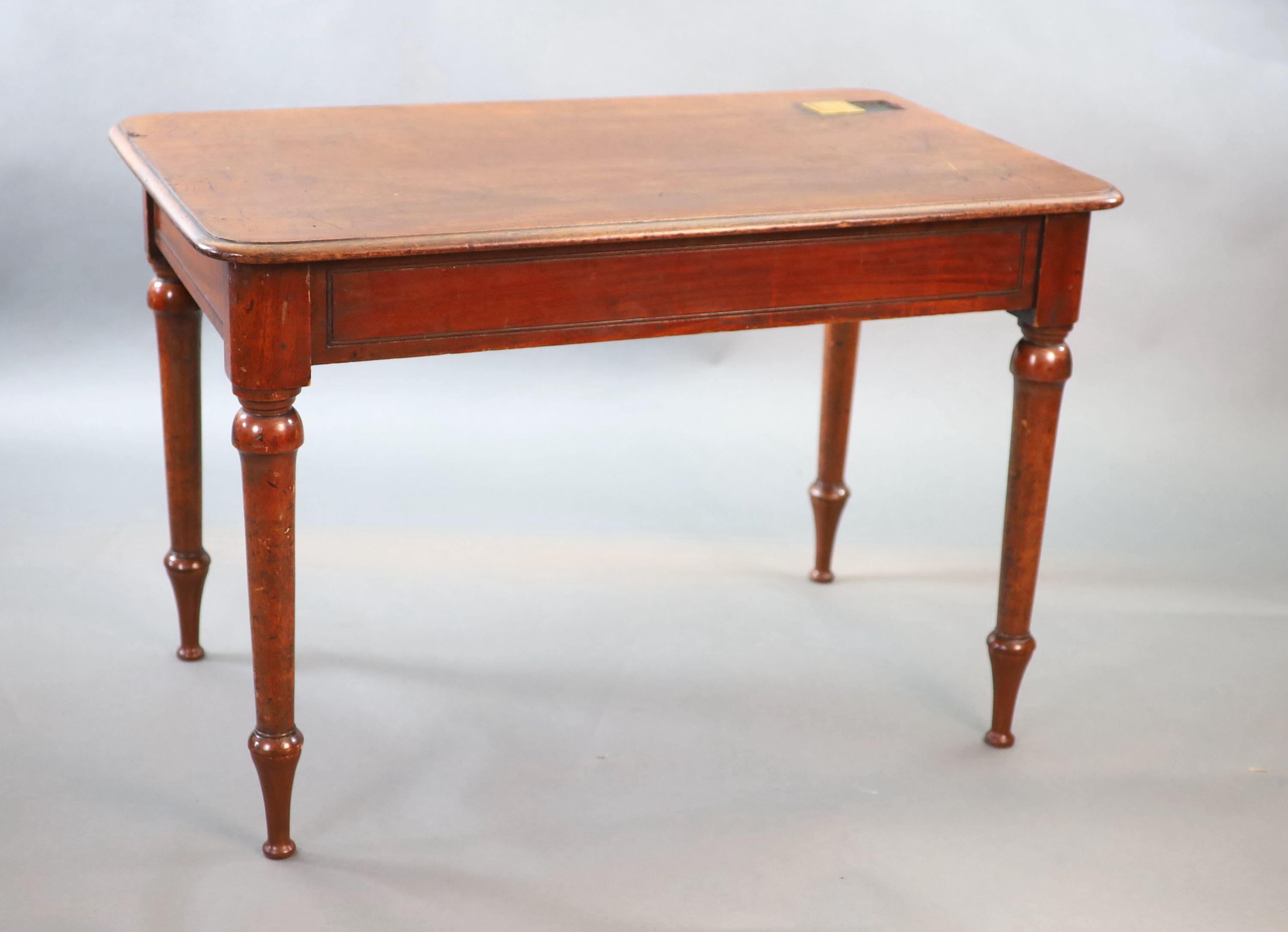 A Victorian mahogany writing table, W.114 D.70cm H.76cm